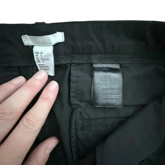 Black Ankle Length Straight Leg Stretch Pants Size 6 Small High Waisted Work - Picture 5 of 15